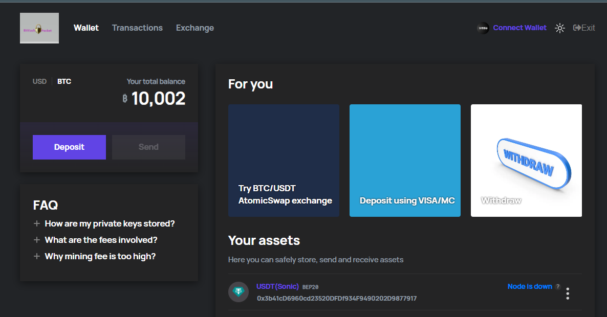BitVault Wallet Dashboard